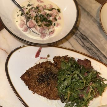 Bacari - beet gnocchi & chicken shnitzel - Mediterranean Near Me - Long Beach, California