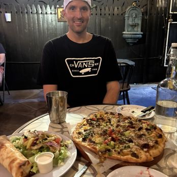 Bedawi Cafe - Lamb Pizza with added toppings and Cheese and Parsley Roll - Middle Eastern Near Me - Brooklyn, New York