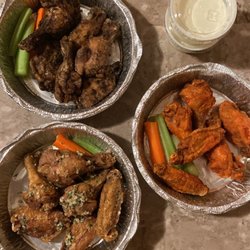 Trackside Deli - Jerk wings, rockfall hot wings, garlic parm wings
