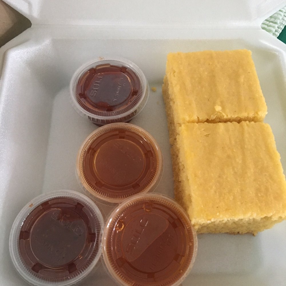 Simply Barbecue - Cornbread and sauces - Barbeque Near Me - Lockwoods Folly, North Carolina Simply Barbecue - Cornbread and sauces - Barbeque Near Me - Lockwoods Folly, North Carolina
