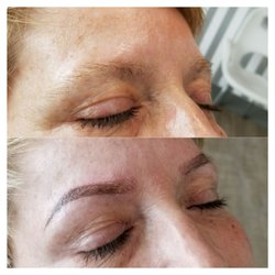 Microblading and Brow Lounge - Combination brow. A combination of microblading and powder effects with pmu machine.