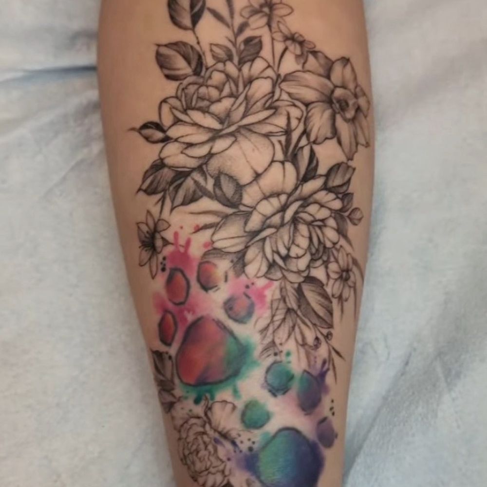 Monster Ink Tattoo - Came back and Tammy added flowers to the piece. - Tattoo Near Me - Sacramento, California Monster Ink Tattoo - Came back and Tammy added flowers to the piece. - Tattoo Near Me - Sacramento, California