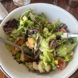Shrimp Salmon salad and mimosa!