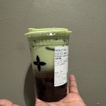 Molly Tea - Pistachio Jasmine Coconut with Boba - Bubble Tea Near Me - San Gabriel, California