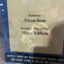 Five Below - The time says opens and close