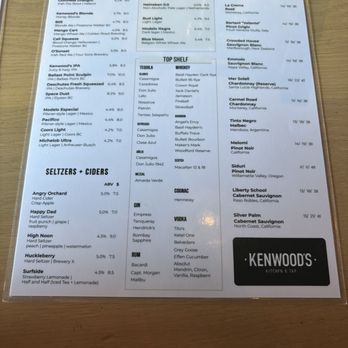Kenwood's Kitchen & Tap - Drink menu - Comfort Food Near Me - Costa Mesa, California