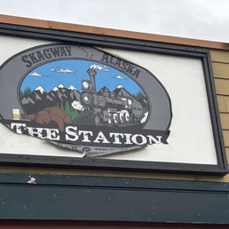 Sign with restaurant name - The Station Sign with restaurant name - The Station