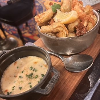 The Library - Fried artichoke with cheese dip - New American Near Me - Las Vegas, Nevada The Library - Fried artichoke with cheese dip - New American Near Me - Las Vegas, Nevada