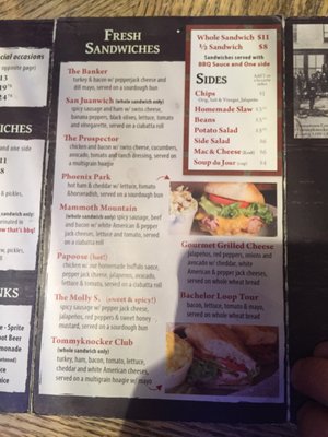 Menu photo 6 Tommyknocker Tavern Creede, CO