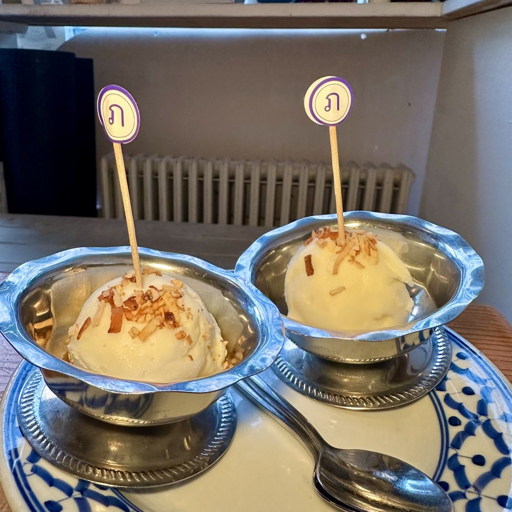 Pochana Thai Kitchen - Early Bird Special Dessert: Homemade coconut ice cream (peanut and coconut flakes) - Thai Near Me - Astoria, New York