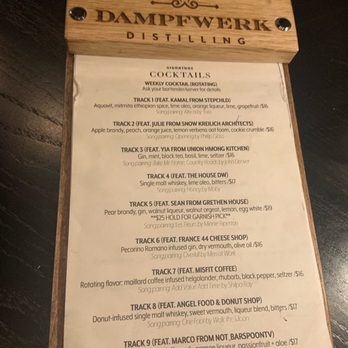 Dampfwerk Distilling - specialty menu as of August 3, 2023 - Distilleries Near Me - Saint Louis Park, Minnesota