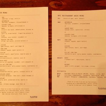 Tuome - Dinner menu & 2019 restaurant week menu (July 2019) - New American Near Me - New York, New York Tuome - Dinner menu & 2019 restaurant week menu (July 2019) - New American Near Me - New York, New York