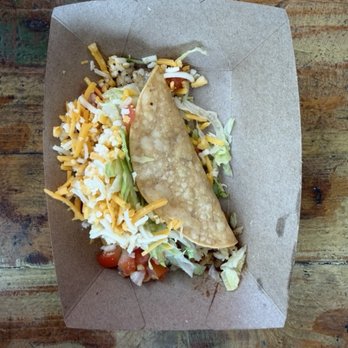 Holé Molé - crunchy potato taco: fried corn tortilla, lettuce, tomatoes + cheese = $1.29 - Mexican Near Me - Long Beach, California Holé Molé - crunchy potato taco: fried corn tortilla, lettuce, tomatoes + cheese = $1.29 - Mexican Near Me - Long Beach, California