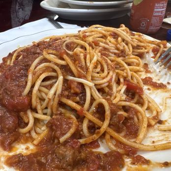 Grandi Italiani - Spaghetti & meat sauce, always get the large and take leftovers home!! - Italian Near Me - Canoga Park, California
