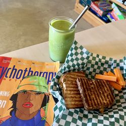 TruFood Cafe - Green smoothie and grilled cheese. Incredible.
