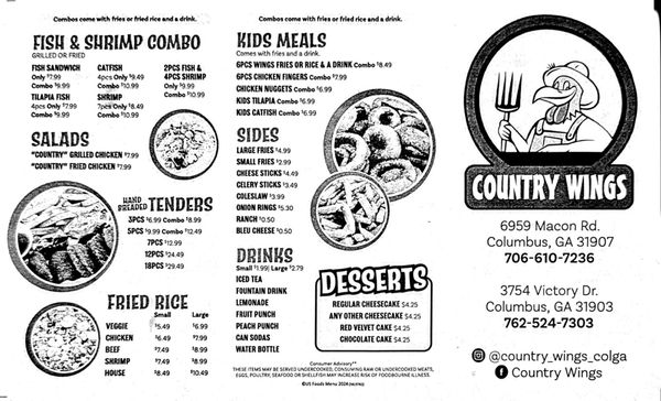 Menu photo 2 Country Wings Fort Mitchell, AL