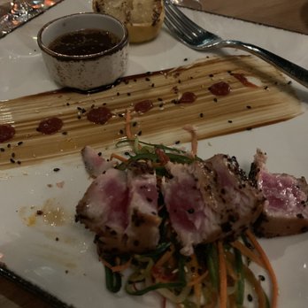 Dynamite Woodfire Grill - Dried condiments over cooked tuna - American Near Me - Omaha, Nebraska Dynamite Woodfire Grill - Dried condiments over cooked tuna - American Near Me - Omaha, Nebraska