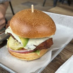 Avocado Jack Burger with fried chicken instead of beef