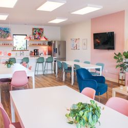 The Collab - Our TV is accessible for displaying pictures or showing video, we have google speakers, & the kitchen is yours to lay out food and drinks.