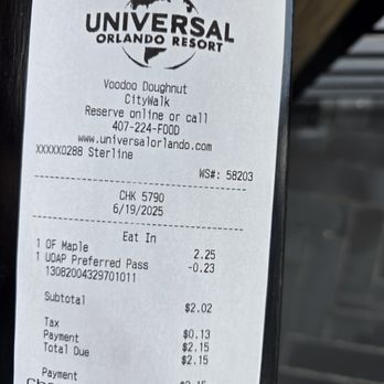 Voodoo Doughnut - 2025-6-19 Receipt - Bakeries Near Me - Orlando, Florida Voodoo Doughnut - 2025-6-19 Receipt - Bakeries Near Me - Orlando, Florida