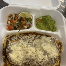 Guadalajara Combo - Chicken burrito with Mole Enchilada Sauce