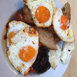 Not bad - a breakfast cooked without an oven, (Its normally only 2 eggs - but there was a mistake!)