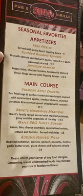 Menu photo 2 Teddy G's Sturbridge, MA