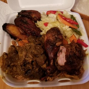Jam Rock Express Jerk - Jerk chicken & curried goat dinner w/rice & beans, cabbage & plantains. - Caribbean Near Me - Dixmoor, Illinois Jam Rock Express Jerk - Jerk chicken & curried goat dinner w/rice & beans, cabbage & plantains. - Caribbean Near Me - Dixmoor, Illinois