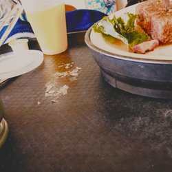 Park Avenue Health and Rehabilitation - once again another meal this is how the tray is brought to us! literally, stuck on food! how long has this been this way!?