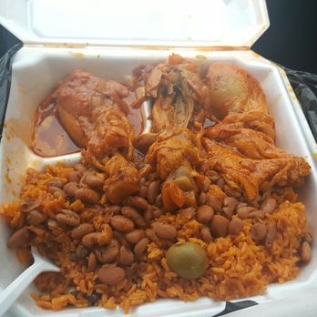Nelly's Restaurant - Large stewed chicken with yellow rice & beans. $8 even. Sooo good : ) - Dominican Near Me - Poughkeepsie, New York