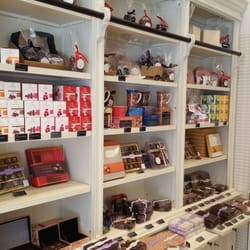 Just Bliss Chocolates - Shelves of packed chocolates