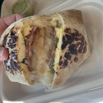 Bellwood Coffee - Riverside - Breakfast burrito with bacon and spicy sauce - Coffee Roasteries Near Me - Atlanta, Georgia