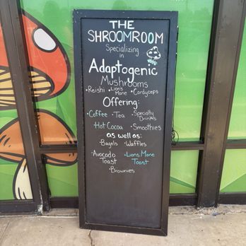The Shroom Room - Sign of offerings out front - Coffee & Tea Near Me - Mesa, Arizona The Shroom Room - Sign of offerings out front - Coffee & Tea Near Me - Mesa, Arizona