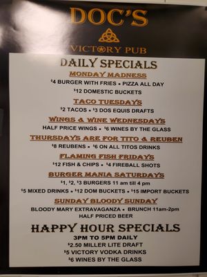 Menu photo 3 Doc's Victory Pub Elmhurst, IL