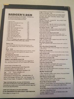 Menu photo 2 Badger's Den Kiel, WI