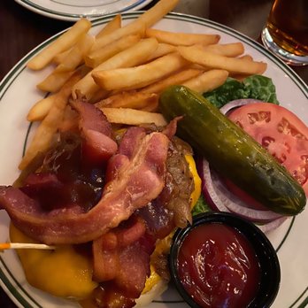 P McDaid's Irish Pub - McDaids burger with fries - Bars Near Me - New York, New York