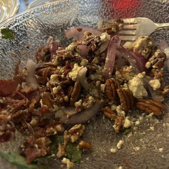 Atlas Pizza - Leftover from the spinach salad- very little spinach which left too much toppings to eat. - Pizza Near Me - Gainesville, Georgia