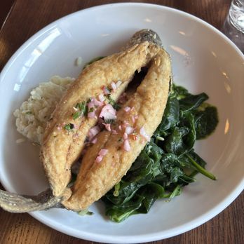 Youell's Oyster House - I think it's a whole Branzino with risotto and spinach - Seafood Near Me - Allentown, Pennsylvania
