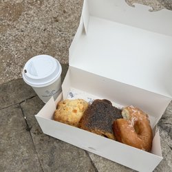 Tinys Milk & Cookies - Austin - Cheddar scone, ham and cheese croissant, glazed donut