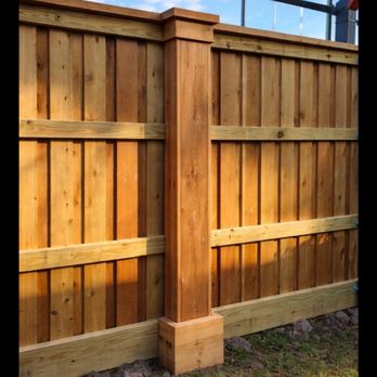 Astro Outdoor Designs - Custom trimmed box around metal post - Fences & Gates Near Me - Houston, Texas Astro Outdoor Designs - Custom trimmed box around metal post - Fences & Gates Near Me - Houston, Texas