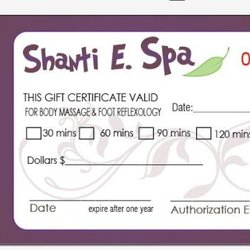 Shanti E Spa - gift card