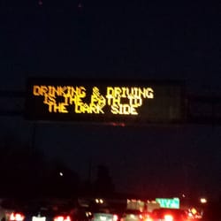 Tennessee Department of Transportation - TennDot riding the Star Wars bandwagon: "Drinking a& Driving is the path to the dark side." On I-65 south of Nashville.