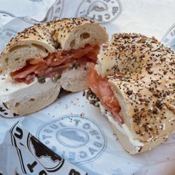 Not Just Bagels - Lox on everything bagel. Delicious!!