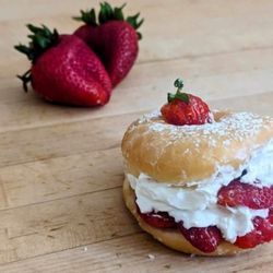 MK’s Donuts & Coffee - Fancy strawberry and cream donuts