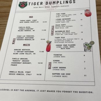 Tiger Dumplings - Drink menu - Noodles Near Me - Arlington, Virginia