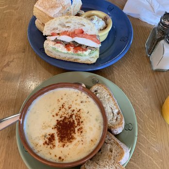Wildflower - Chicken pesto sandwich and Potato Cream Cheese Soup - Sandwiches Near Me - Sedona, Arizona