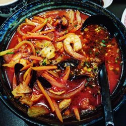 J Asian Kitchen - Amazing. Smoking. Spicy, full of shrimp, mussels, cuttlefish.