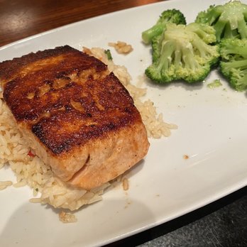 LongHorn Steakhouse - 10 oz. salmon with rice and broccoli - Steakhouses Near Me - Douglasville, Georgia LongHorn Steakhouse - 10 oz. salmon with rice and broccoli - Steakhouses Near Me - Douglasville, Georgia