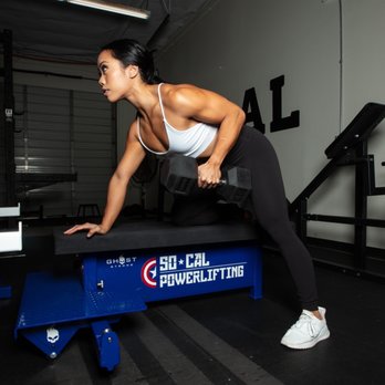 SoCal Powerlifting - Cool shot of the SoCal Powerlifting Captain America platform. - Gyms Near Me - Irvine, California