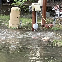 I had to stand in 2-3 inches of water to unhook our RV.